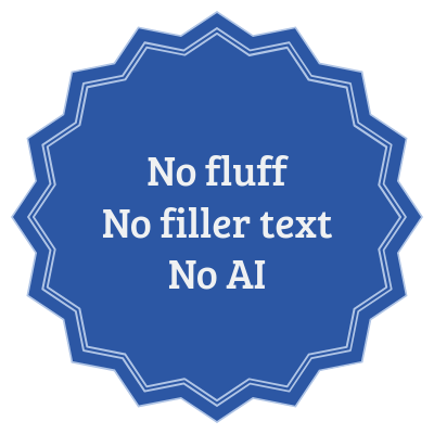 No fluff promise badge